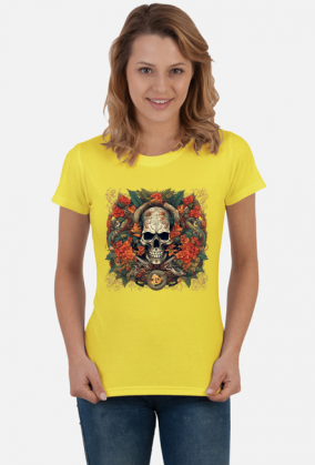 "Skull in Flowers V1" Damska