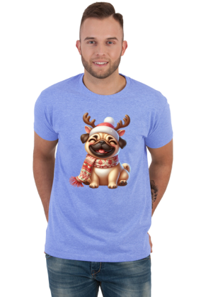 Uśmiechnięty mops renifer