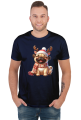 Uśmiechnięty mops renifer