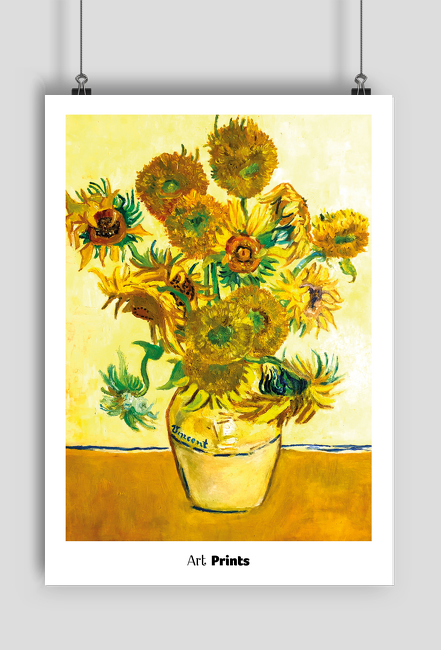 Reprodukcja kopi, Ann Kate, na podstawie Vincenta van Gogha: Słoneczniki. Plakat A2