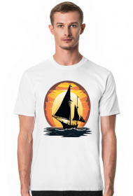 Koszulka męska - żeglowanie o zachodzie słońca