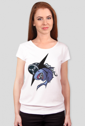 Koszulka damska komiksowa grafika latający rekin