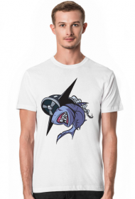 Koszulka męska komiksowa grafika latający rekin