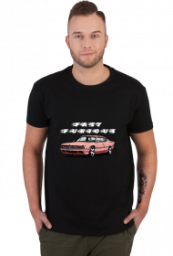 Fast furious t-shirt retro różowy samochód wersja ciemna