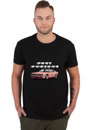 Fast furious t-shirt retro różowy samochód wersja ciemna