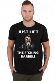 Just lift the barbell siłownia t-shirt ciemny