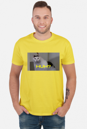 Huh cat meme t-shirt yellow