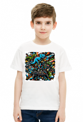 Koszulka Chłopięca z Motywem Dinozaurów i Gier