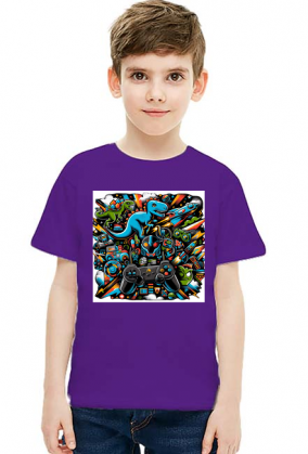 Koszulka Chłopięca z Motywem Dinozaurów i Gier