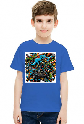 Koszulka Chłopięca z Motywem Dinozaurów i Gier