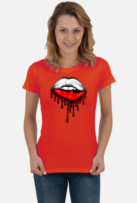 Koszulka T-shirt Polska Flaga Na Ustach Damska