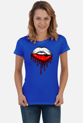 Koszulka T-shirt Polska Flaga Na Ustach Damska