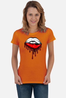 Koszulka T-shirt Polska Flaga Na Ustach Damska