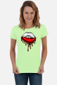 Koszulka T-shirt Polska Flaga Na Ustach Damska