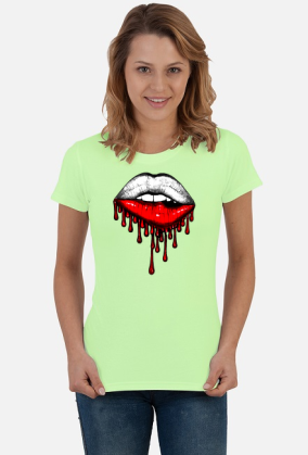Koszulka T-shirt Polska Flaga Na Ustach Damska