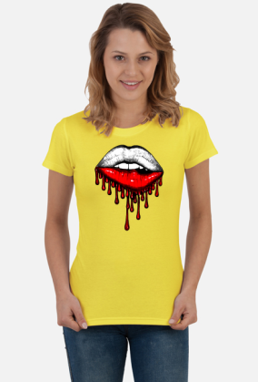Koszulka T-shirt Polska Flaga Na Ustach Damska