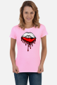 Koszulka T-shirt Polska Flaga Na Ustach Damska