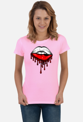 Koszulka T-shirt Polska Flaga Na Ustach Damska