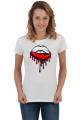 Koszulka T-shirt Polska Flaga Na Ustach Damska