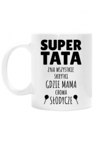 Super Tata zna... - biały kubek