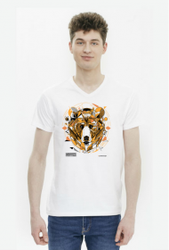 Męski t-shirt w serek * Twój wewnętrzny NIEDŹWIEDŹ - idealny prezent: miś, który umie pokazać pazury. Polski design.