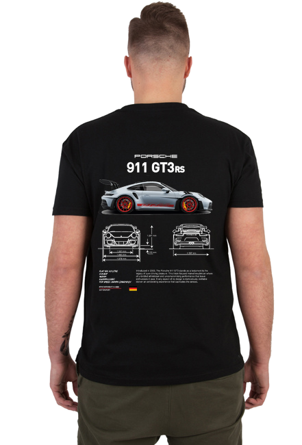 KOSZULKA MĘSKA (CZERŃ) - PORSCHE 911 GT3 RS 992 DANE TECHNICZNE