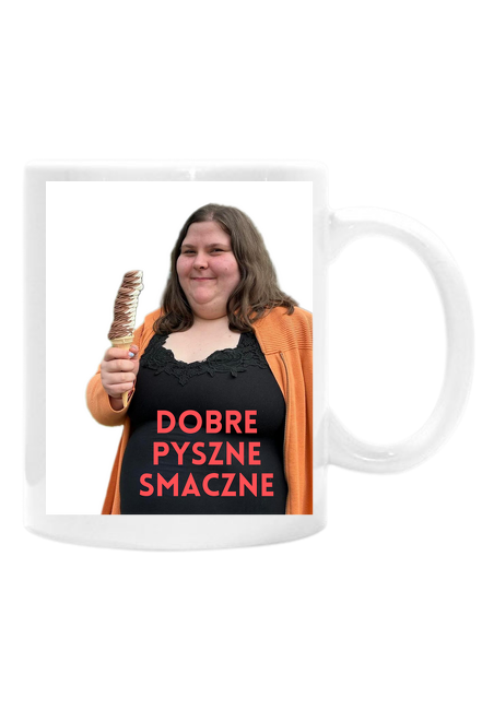 Dobre pyszne smaczne biały kubek