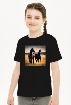T-shirt dziecięcy z końmi