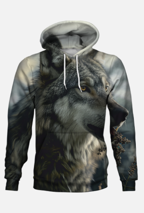 Bluza z Kapturem FullPrint - Wilk (02)
