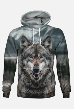 Bluza z Kapturem FullPrint - Wilk (06)