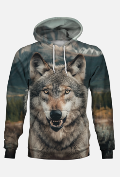 Bluza z Kapturem FullPrint - Wilk (08)