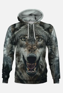Bluza z Kapturem FullPrint - Wilk (09)