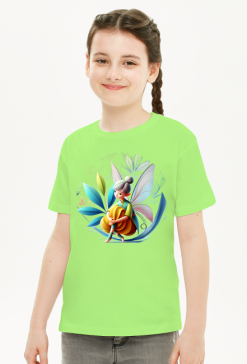 Koszulka Dziecięca z Nadrukiem "Zamyślona Wróżka w Ogrodzie" - Wysokiej Jakości T-shirt Unisex dla Dzieci