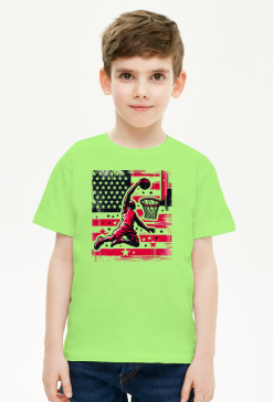 Koszulka dziecięca unisex z motywem koszykówki i patriotyzmu: Amerykański sport w sztuce ulicznej na T-shircie