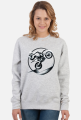 Bluza Damska Klasyczna - Dynamiczna grafika stunt motocross – ekstremalny popis motocyklisty w monochromatycznym stylu