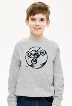 Bluza Dla Chłopców - Dynamiczna grafika stunt motocross – ekstremalny popis motocyklisty w monochromatycznym stylu