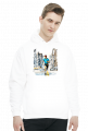 Bluza Męska z Kapturem z grafiką "Bieg przez miasto w stylu retro: Energia i Determinacja w ulicznym chaosie"