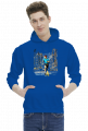Bluza Męska z Kapturem z grafiką "Bieg przez miasto w stylu retro: Energia i Determinacja w ulicznym chaosie"