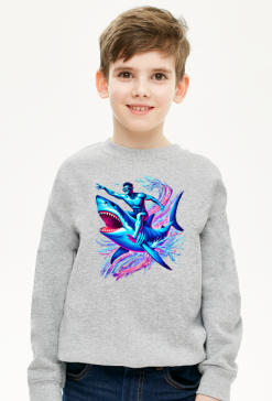 Bluza Dla Chłopca "Surfing na Rekinie: Przygoda w Neonowych Falach"
