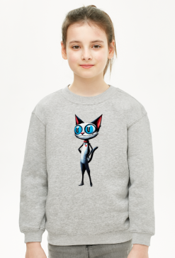 Bluza Dla Dziewczynki - Galaktyczny Kot z Hipnotyzującymi Oczami i Symbolicznym Serduszkiem