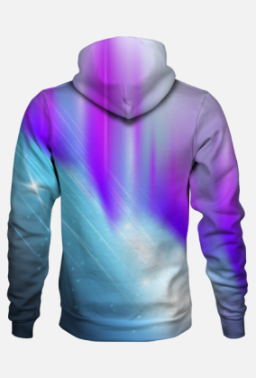 Bluza z Kapturem FullPrint - Galaktyczny Kot z Hipnotyzującymi Oczami i Symbolicznym Serduszkiem