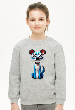 Bluza Dla Dziewczynki z Niebieskim Psem Wirtualnych Światów z Oczami X