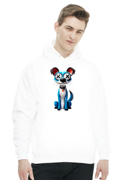 Bluza Męska z Kapturem z Niebieskim Psem Wirtualnych Światów z Oczami X