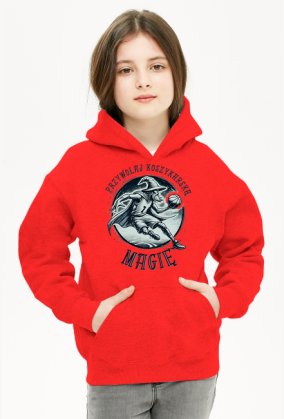 Bluza z Kapturem Dla Dziewczynki - Przywołaj koszykarską magię - grafika z czarodziejem grającym w koszykówkę