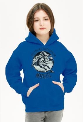 Bluza z Kapturem Dla Dziewczynki - Przywołaj koszykarską magię - grafika z czarodziejem grającym w koszykówkę