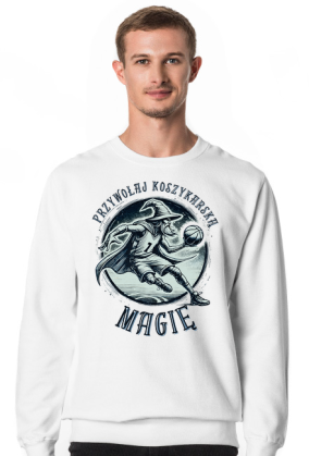 Bluza Męska Klasyczna - Przywołaj koszykarską magię - grafika z czarodziejem grającym w koszykówkę
