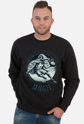 Bluza Męska Klasyczna - Przywołaj koszykarską magię - grafika z czarodziejem grającym w koszykówkę