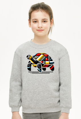 Bluza Dla Dziewczynki - Geometryczny żółw w kalejdoskopie barw - unikalna grafika nowoczesna