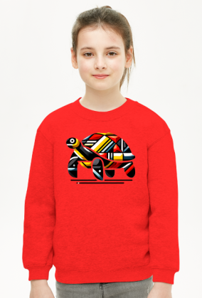 Bluza Dla Dziewczynki - Geometryczny żółw w kalejdoskopie barw - unikalna grafika nowoczesna