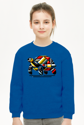 Bluza Dla Dziewczynki - Geometryczny żółw w kalejdoskopie barw - unikalna grafika nowoczesna